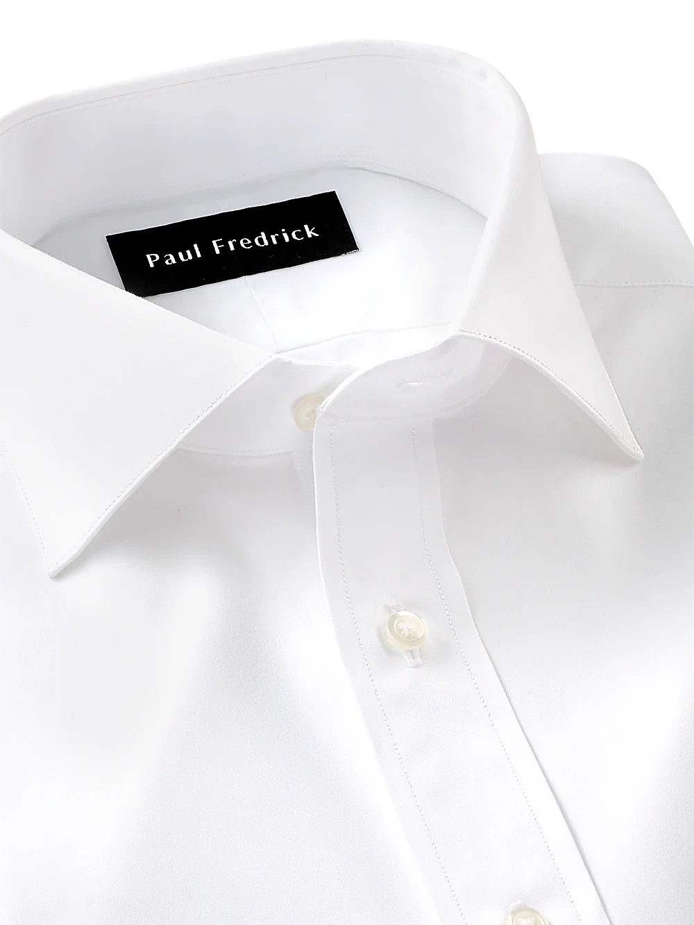 Pure Cotton Broadcloth Solid Color Cutaway Spread Collar Dress Shirt - White - Image 3