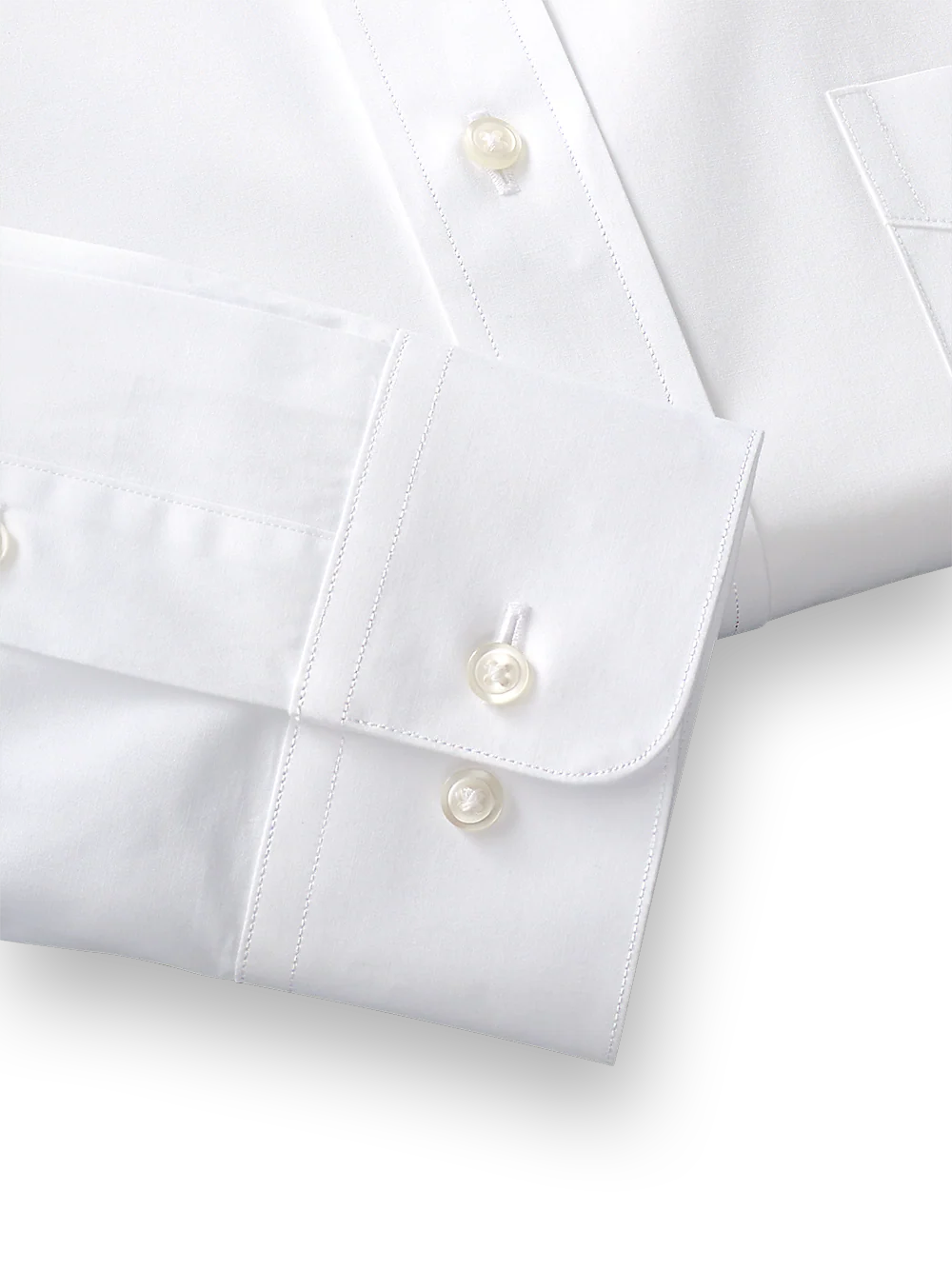 Pure Cotton Broadcloth Solid Color Cutaway Spread Collar Dress Shirt - White - Image 4