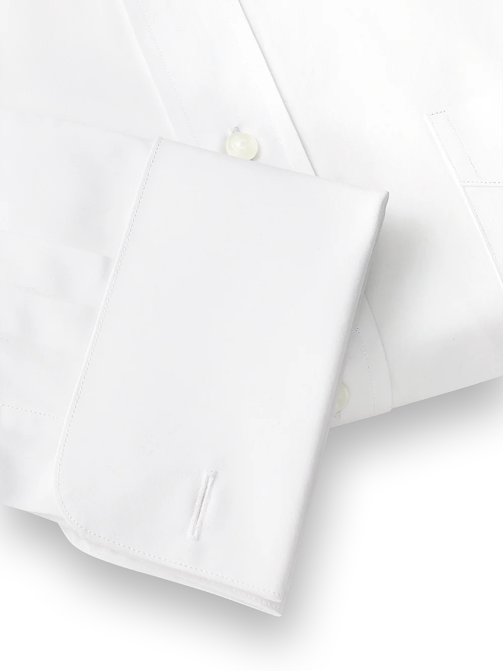 Pure Cotton Broadcloth Solid Color Cutaway Spread Collar French Cuff Dress Shirt� - White - Image 5