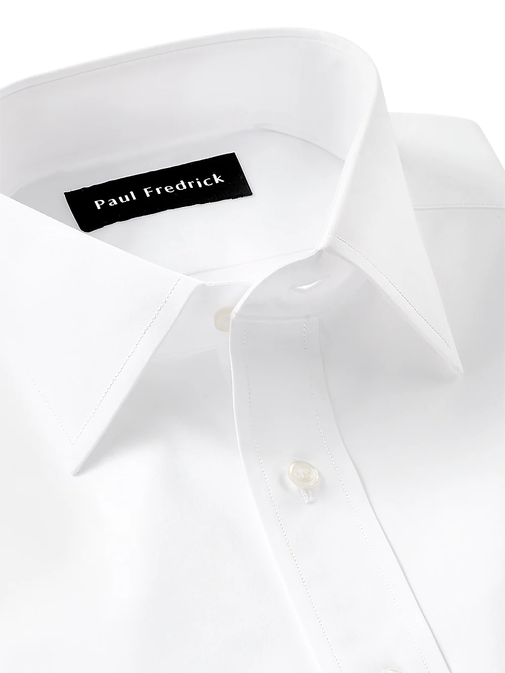 Pure Cotton Broadcloth Solid Color Spread Collar Dress Shirt - Blue - Image 3