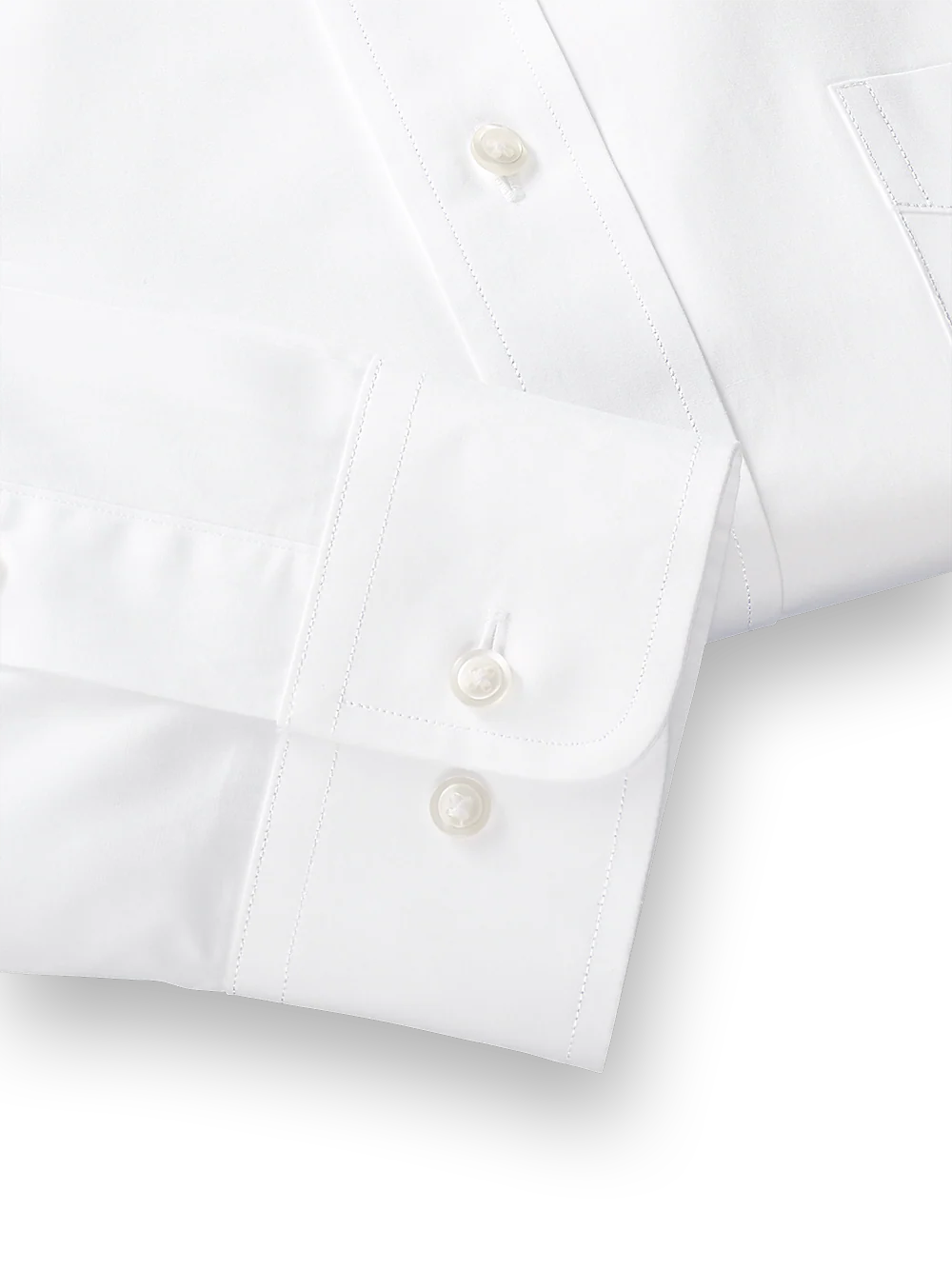 Pure Cotton Broadcloth Solid Color Spread Collar Dress Shirt - White - Image 4
