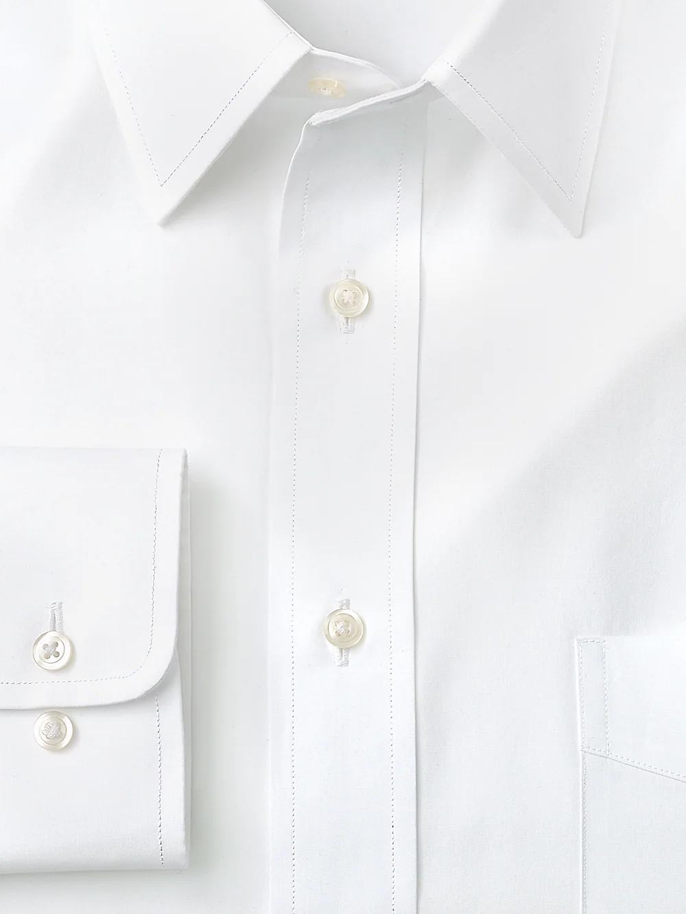 Pure Cotton Broadcloth Solid Color Straight Collar Dress Shirt - Blue - Image 2