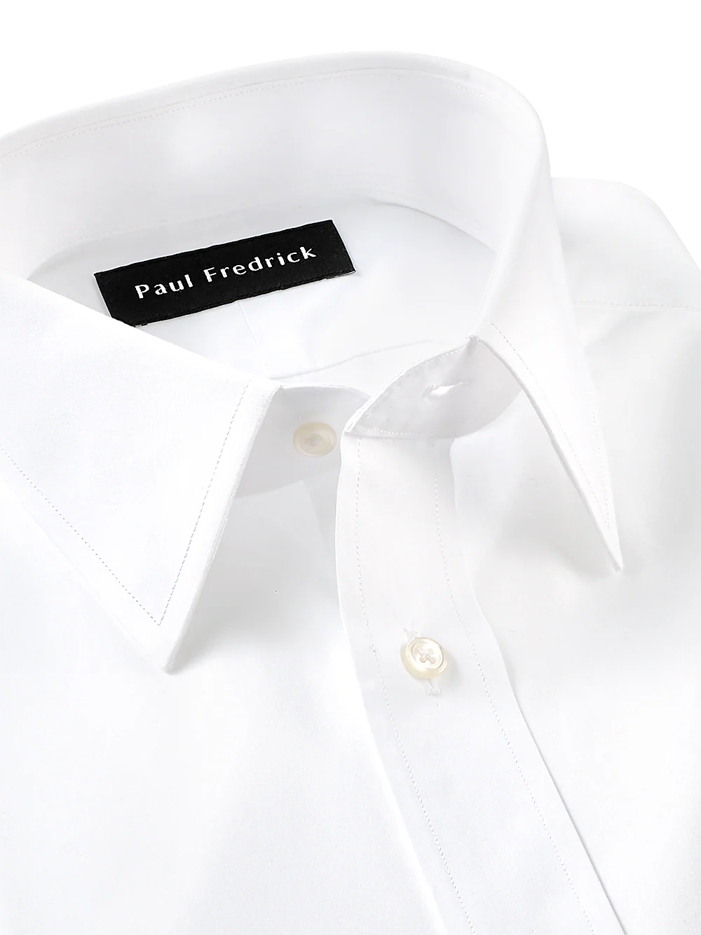 Pure Cotton Broadcloth Solid Color Straight Collar Dress Shirt - Blue - Image 3