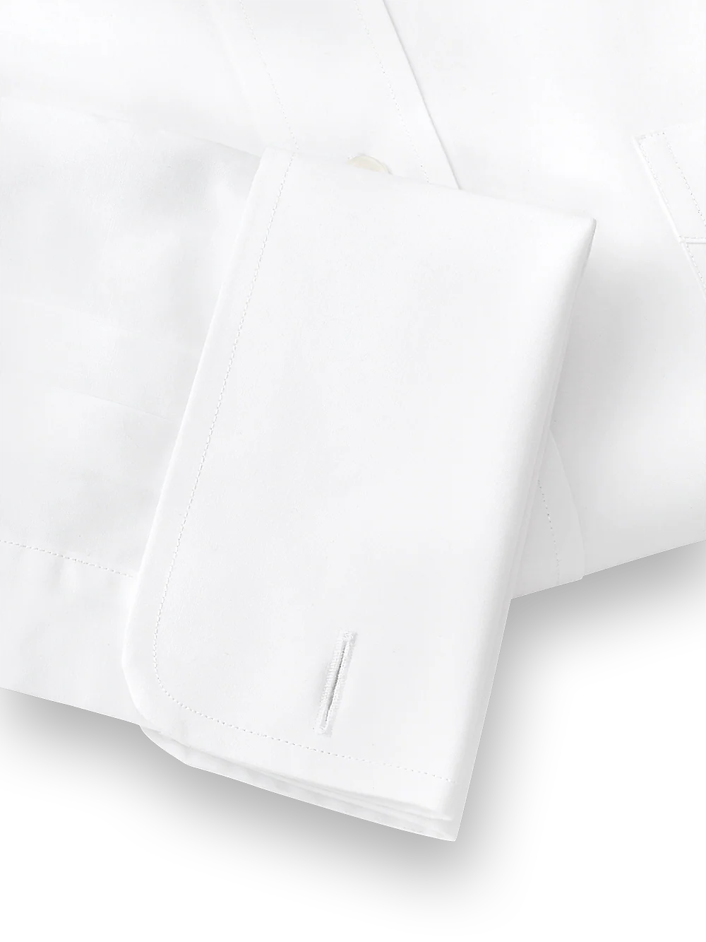 Pure Cotton Broadcloth Solid Color Straight Collar French Cuff Dress Shirt - French Blue - Image 5