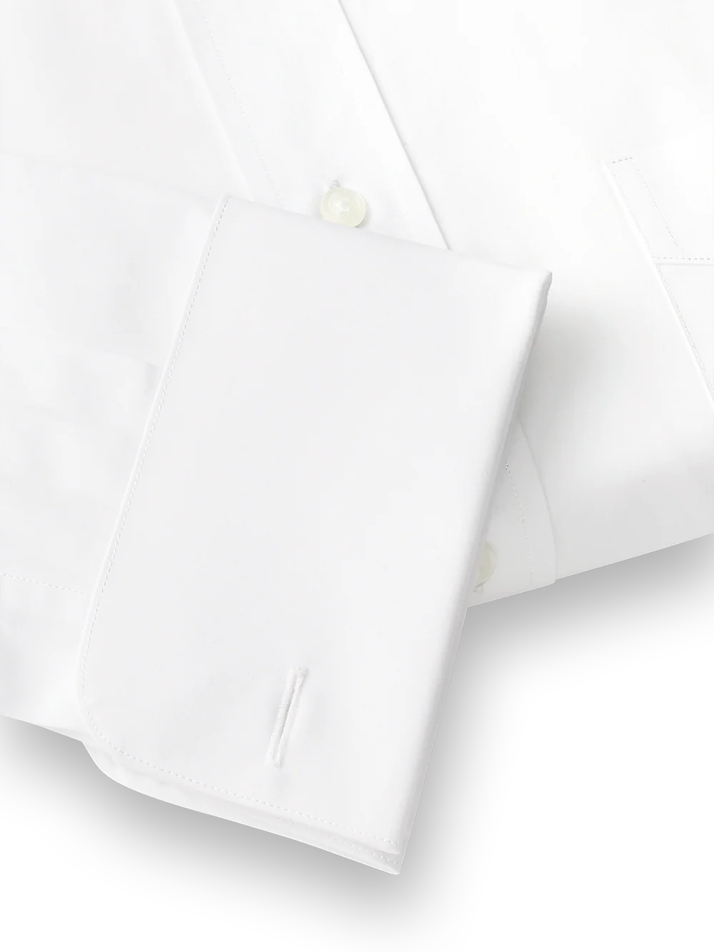 Pure Cotton Broadcloth Spread Collar French Cuff Dress Shirt - White - Image 5