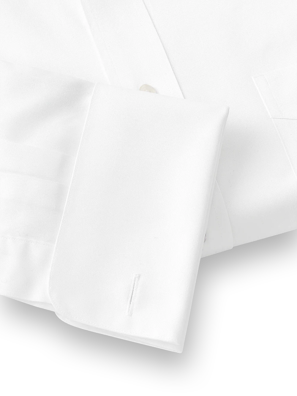 Pure Cotton Pinpoint Edge-stitched Straight Collar French Cuff Dress Shirt - White - Image 5