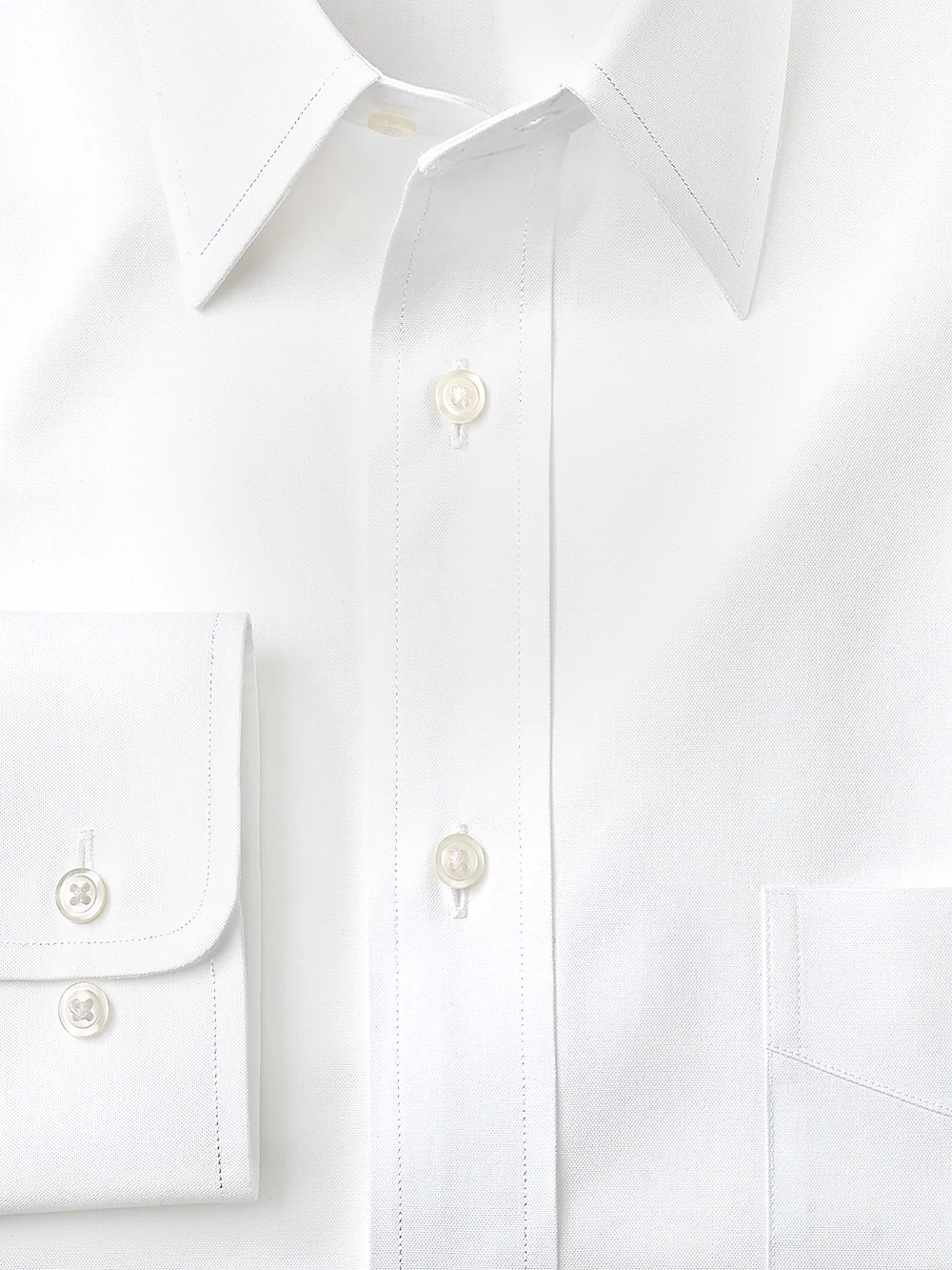 Pure Cotton Pinpoint Solid Color Straight Collar Dress Shirt - Blue - Image 2