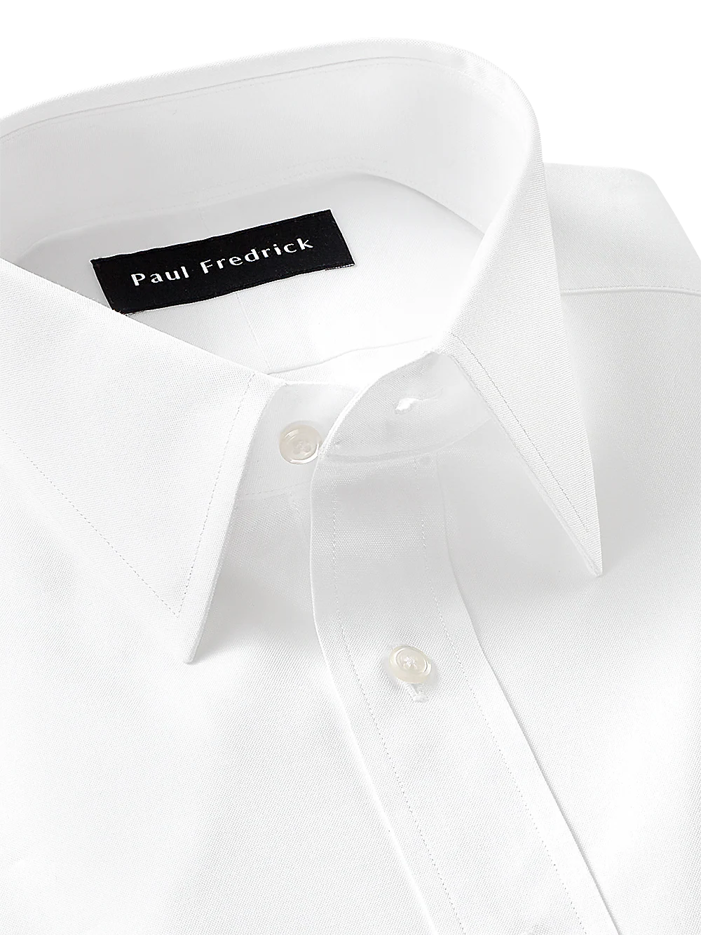 Pure Cotton Pinpoint Solid Color Straight Collar Dress Shirt - White - Image 3