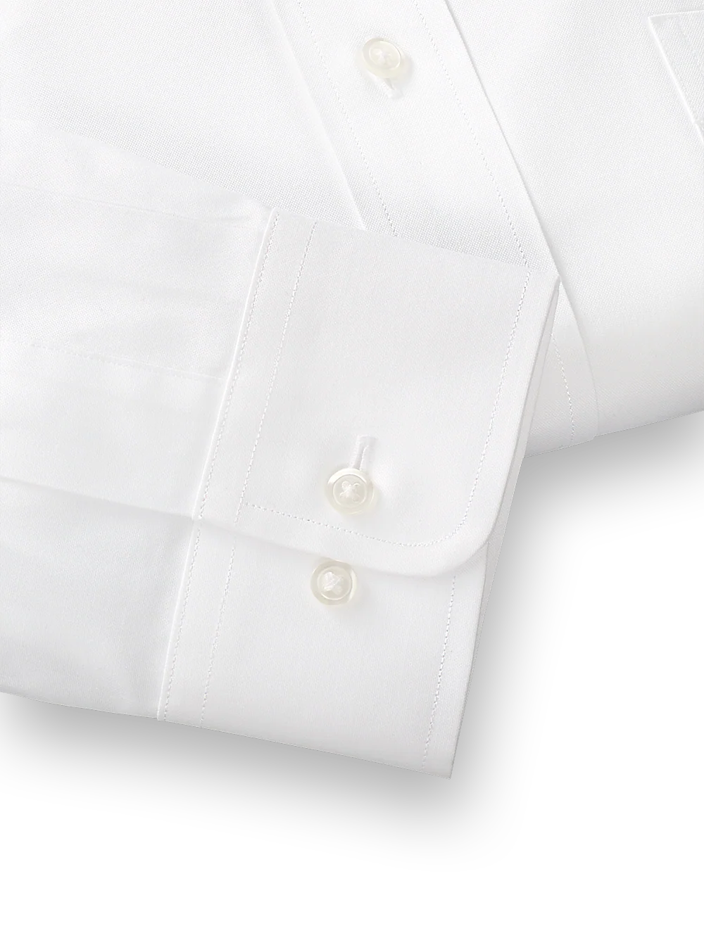 Pure Cotton Pinpoint Solid Color Varsity Spread Collar Dress Shirt - White - Image 4