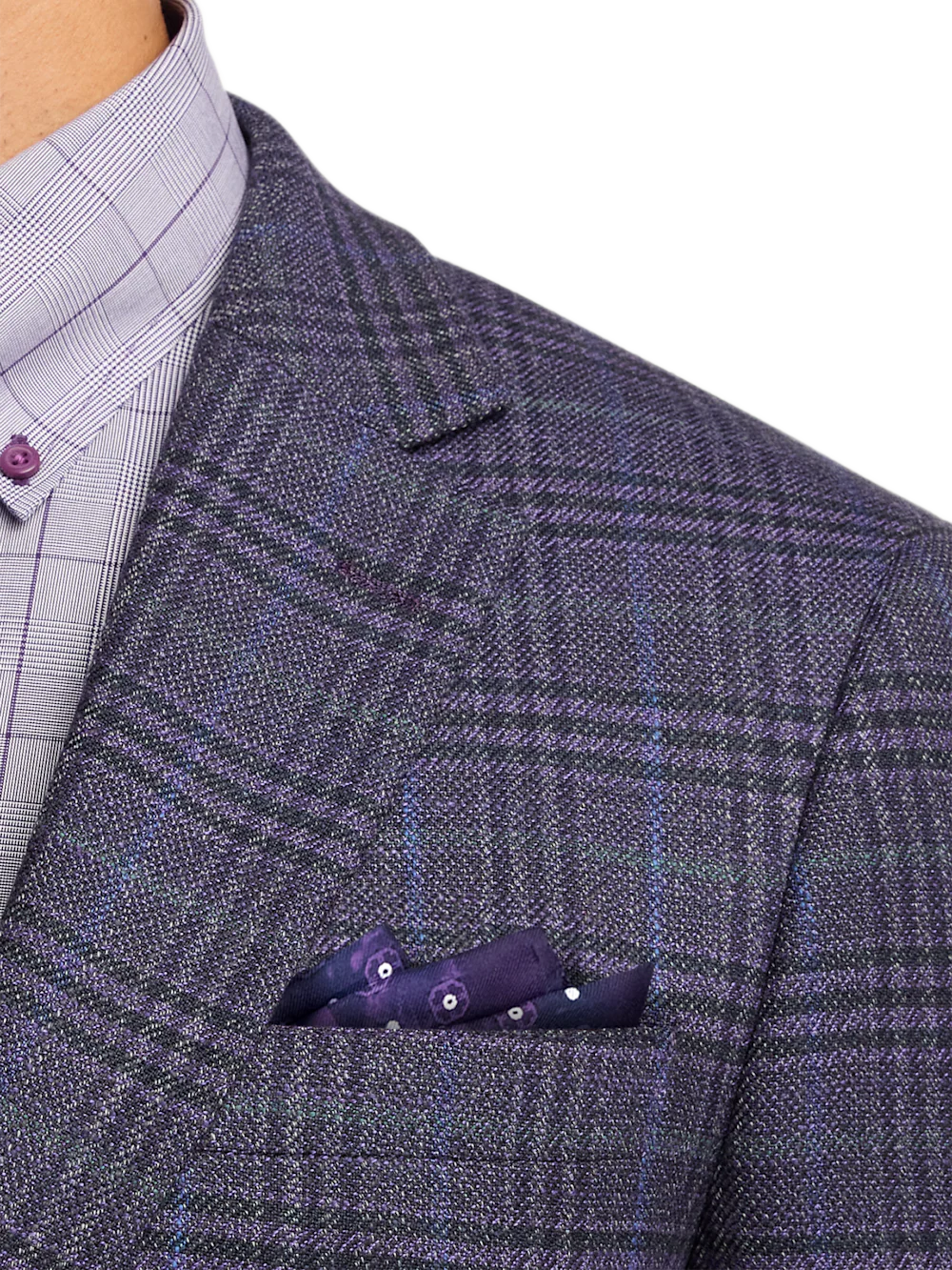 Purple Cotton Blend Single Breasted Notch Lapel Sport Coat - Purple - Image 7