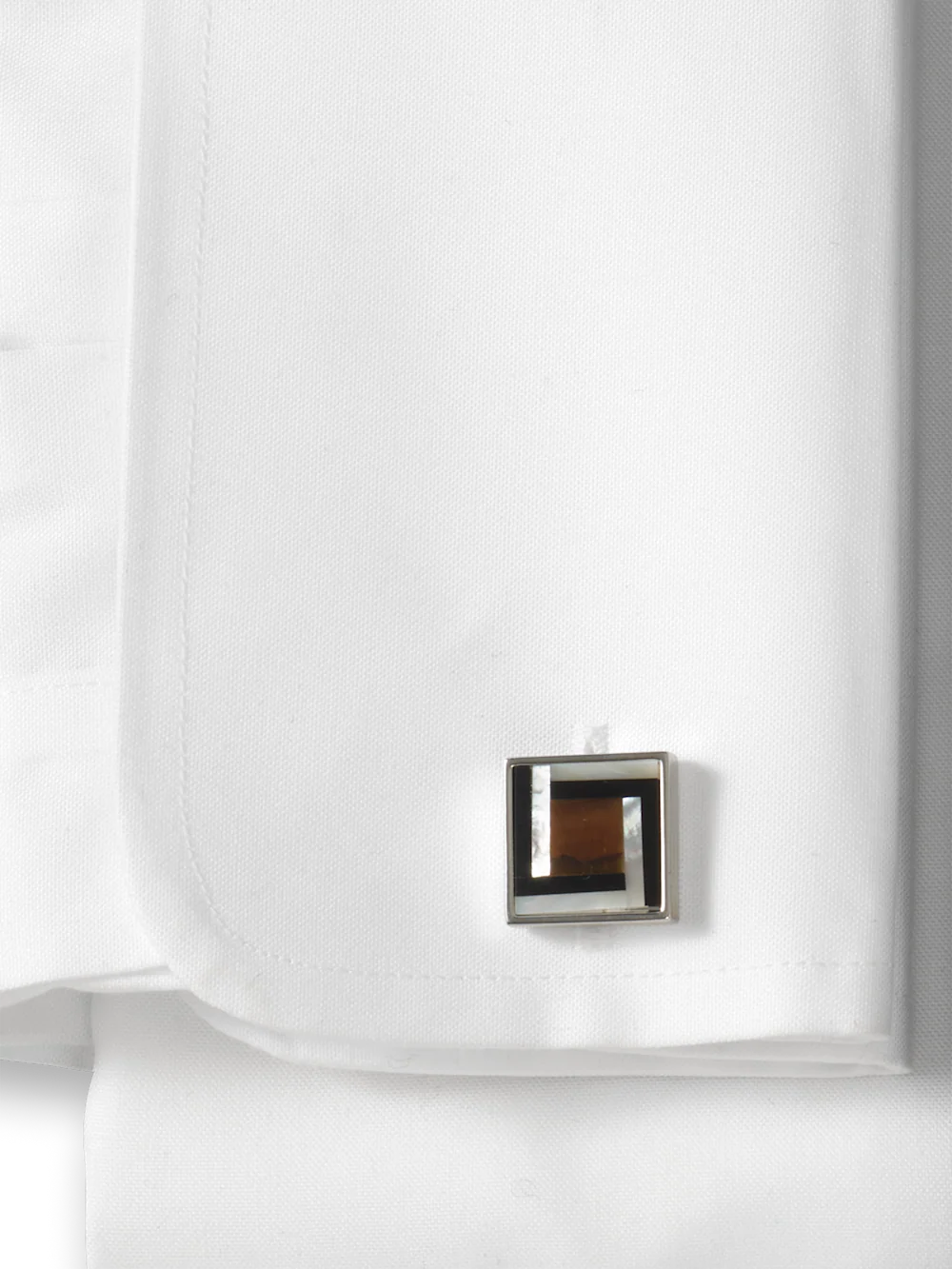 Semi Precious Square Cufflink - Black/brown - Image 2