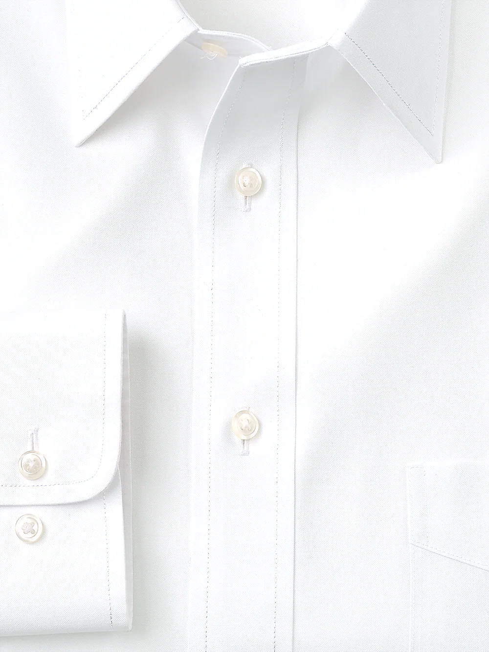 Slim Fit Impeccable Non-Iron Cotton Pinpoint Straight Collar Dress Shirt - White - Image 2