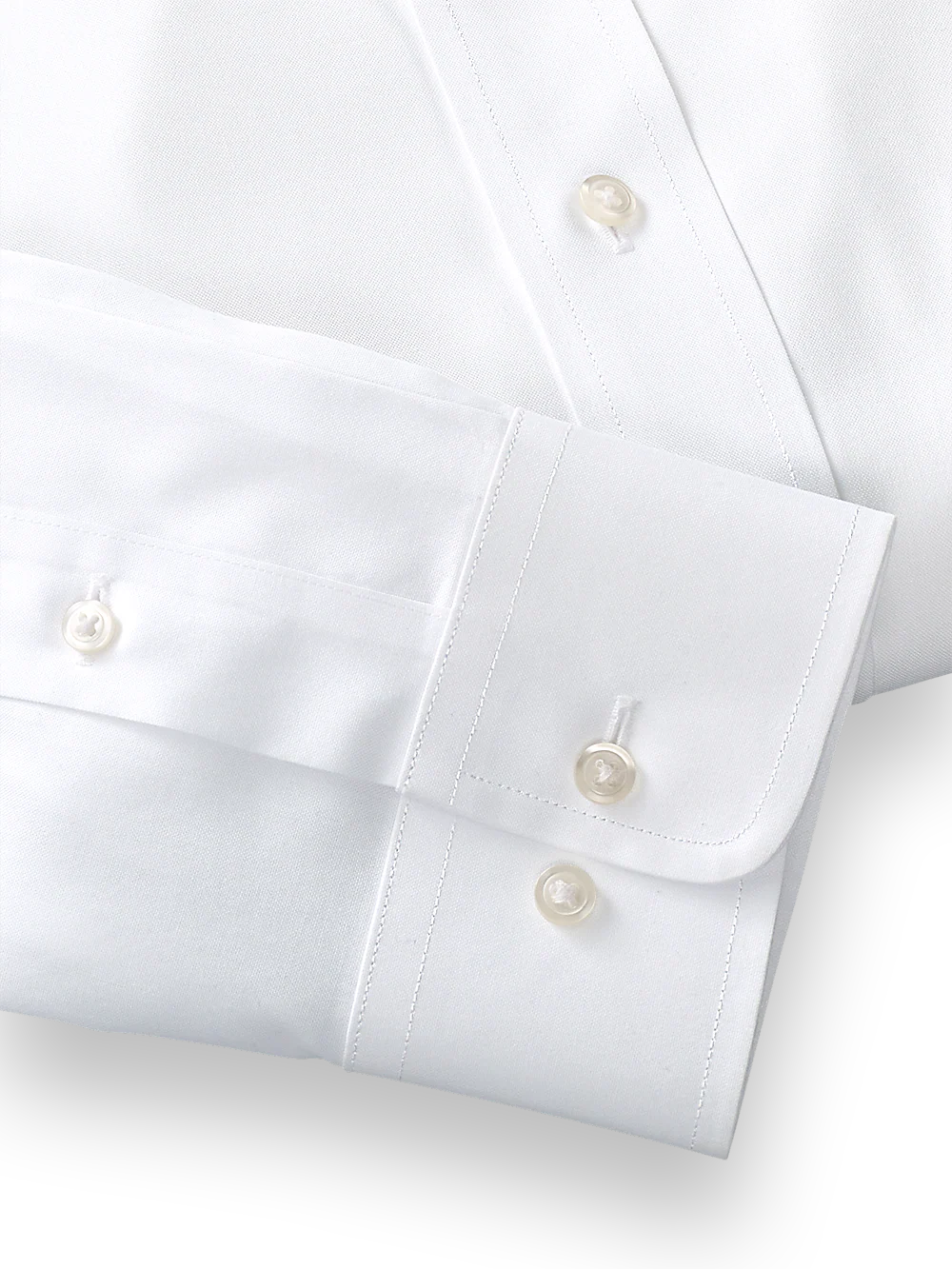 Slim Fit Impeccable Non-Iron Cotton Pinpoint Straight Collar Dress Shirt - White - Image 4