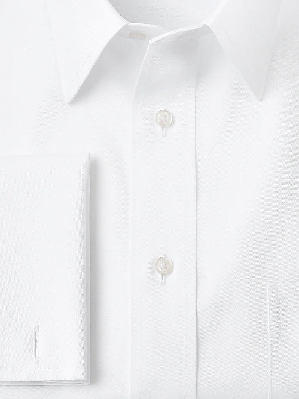 Slim Fit Impeccable Non-Iron Cotton Pinpoint Straight Collar Dress Shirt - White - Image 3