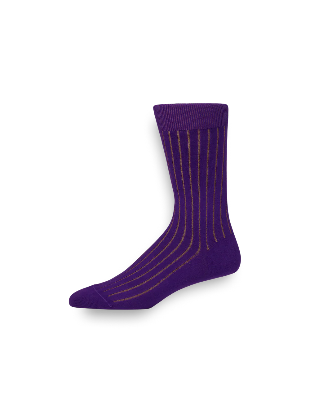 Solid Rib With Contrast Cotton Blend Sock - Purple/tan - Image 2