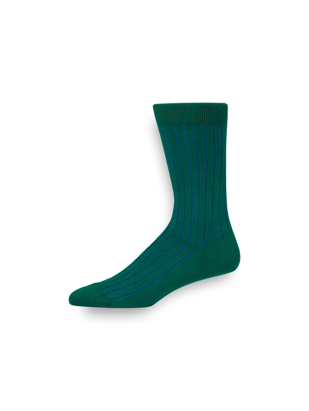 Solid Rib With Contrast Cotton Blend Sock - Green/blue - Image 2