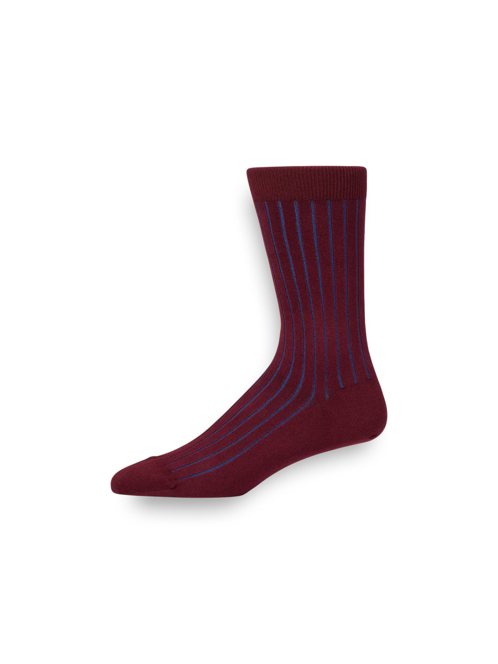 Solid Rib With Contrast Cotton Blend Sock - Wine/blue - Image 2