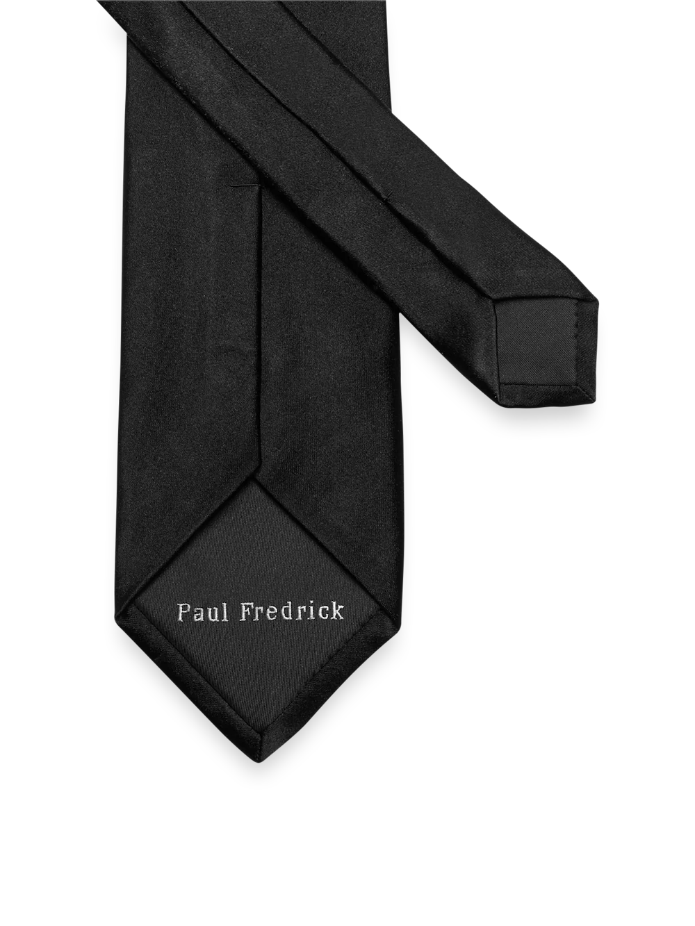 Solid Woven Silk Tie - Black - Image 3