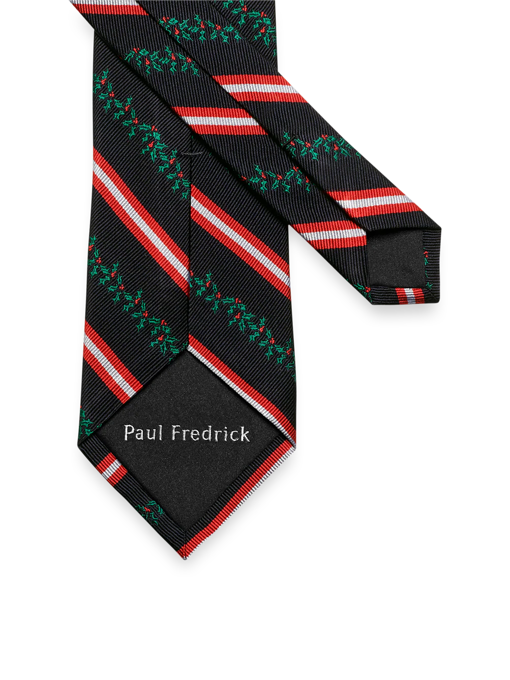 Stripe/Holly Woven Silk Tie - Black Multi - Image 3