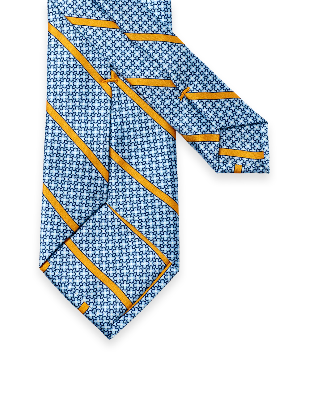 Stripe Printed Italian Silk Tie - Blue/yellow - Image 3