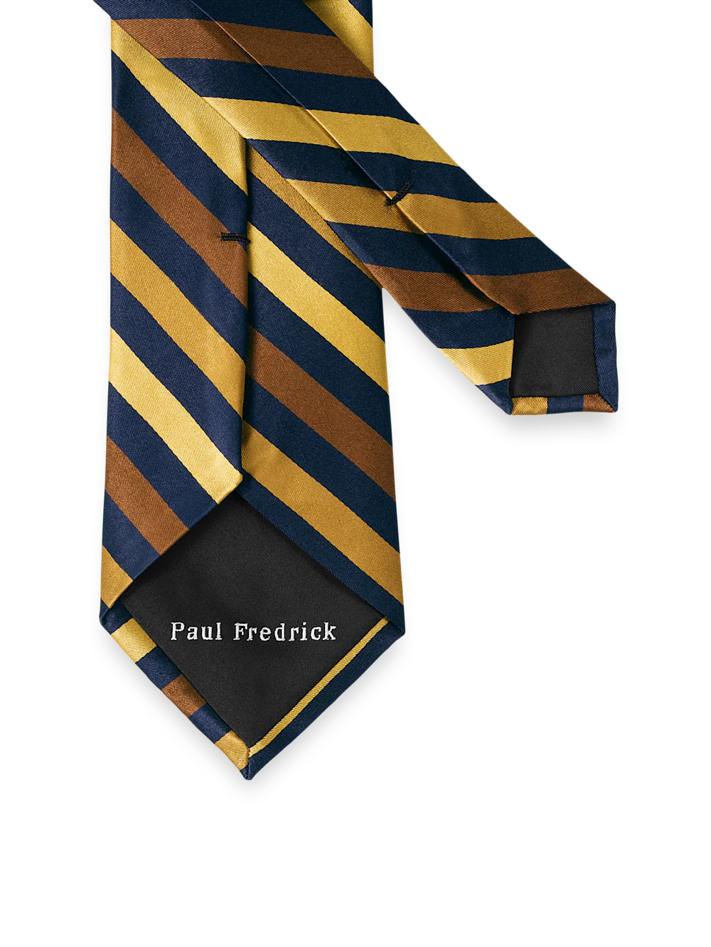 Stripe Woven Silk Tie - Gold/navy - Image 3