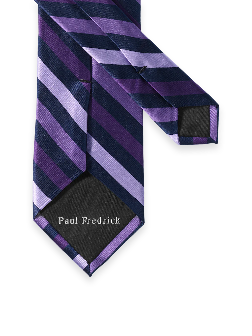 Stripe Woven Silk Tie - Purple/navy - Image 3