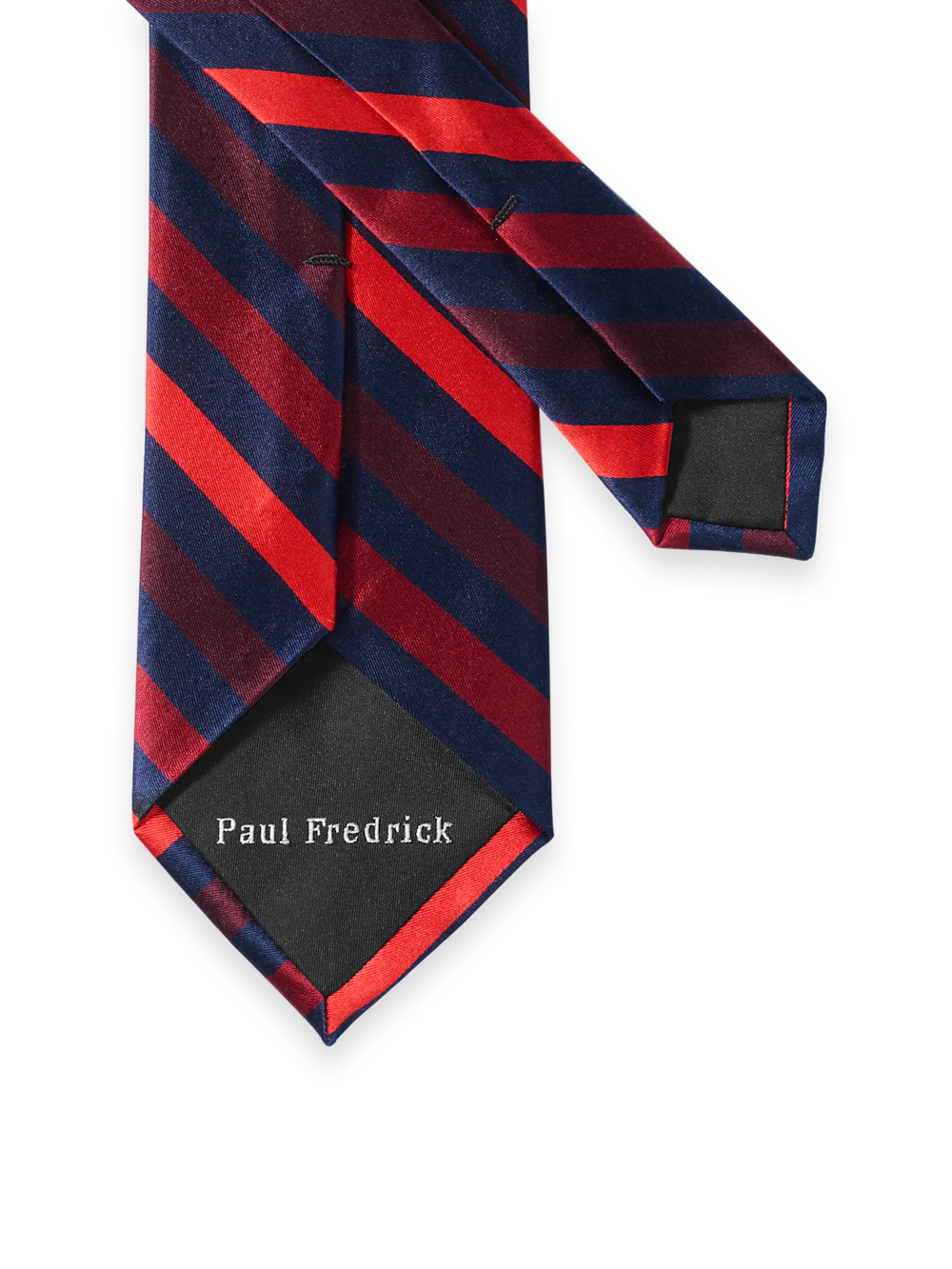 Stripe Woven Silk Tie - Red/navy - Image 3