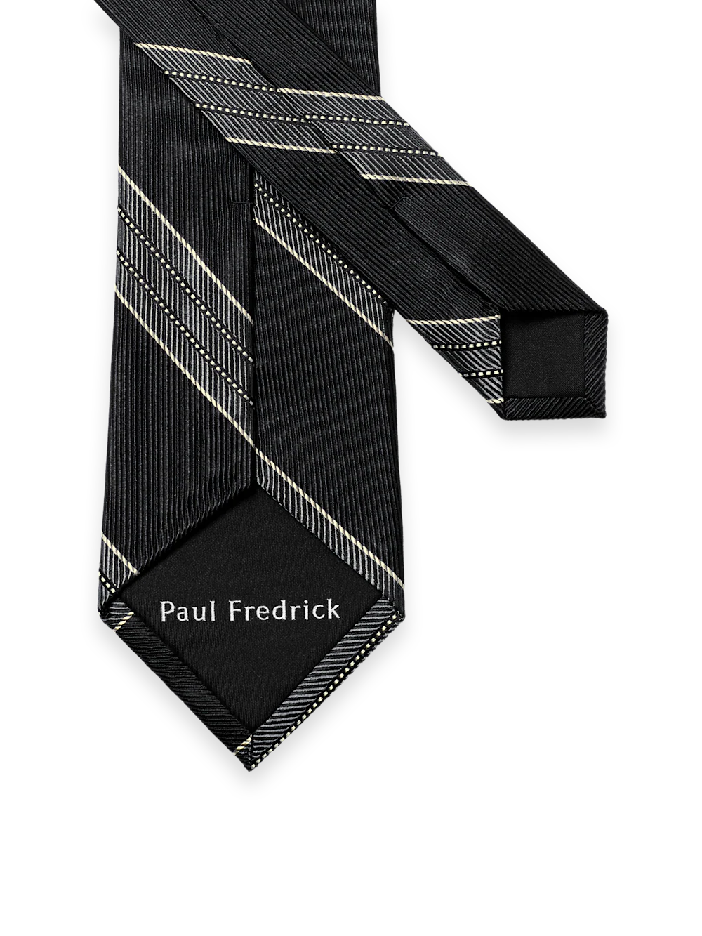 Stripe Woven Silk Tie - Black/grey - Image 3