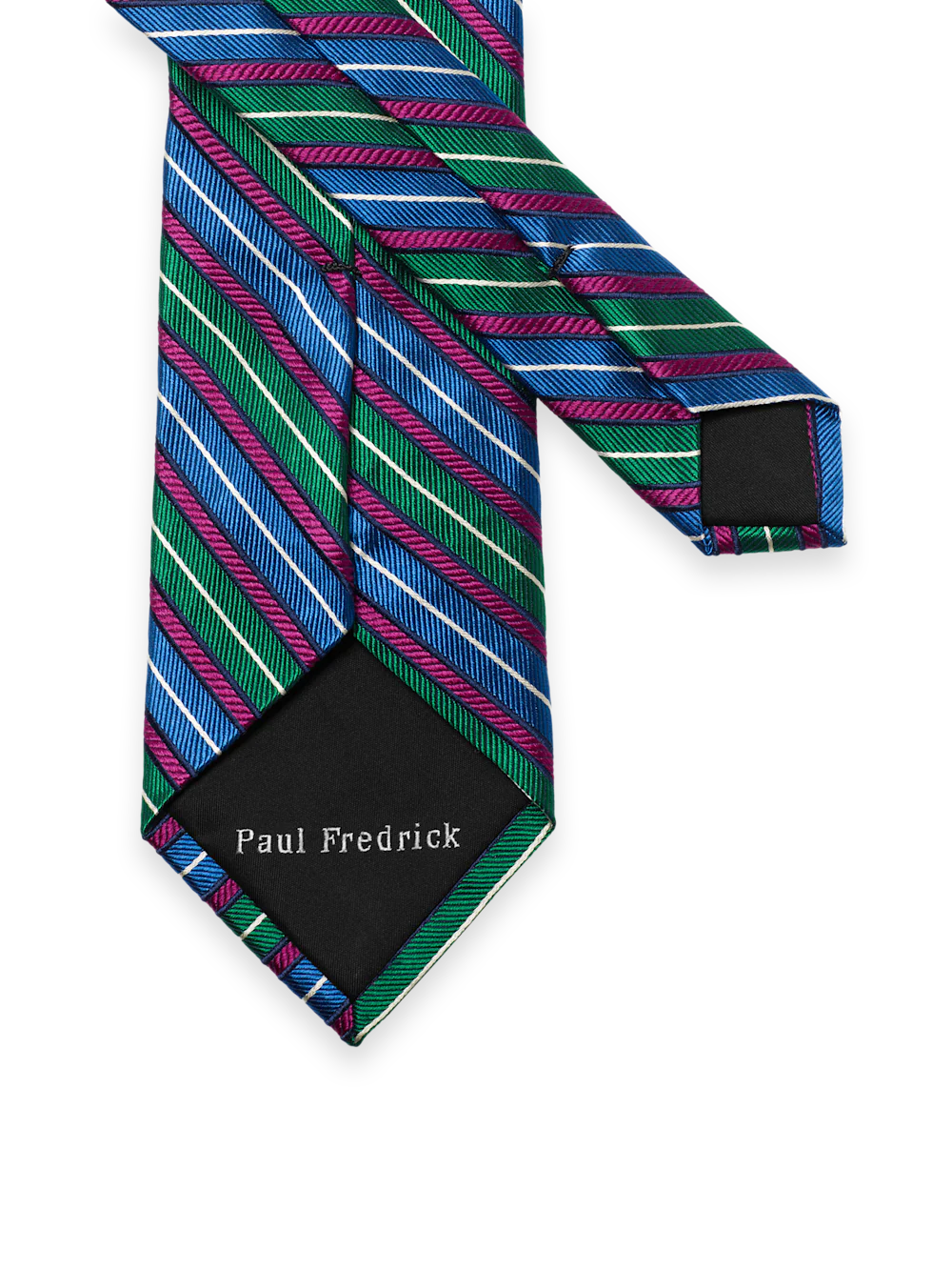 Stripe Woven Silk Tie - Green/blue - Image 3