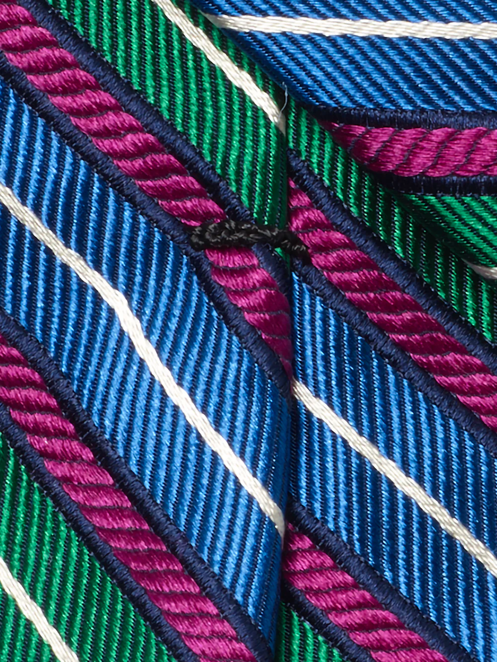 Stripe Woven Silk Tie - Green/blue - Image 4