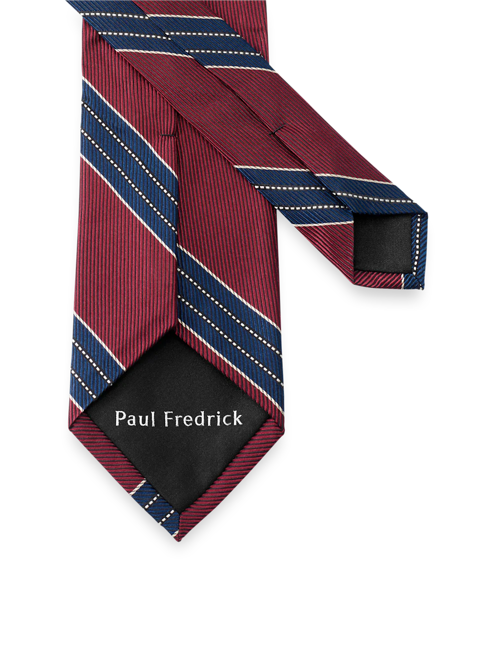 Stripe Woven Silk Tie - Burgundy - Image 3