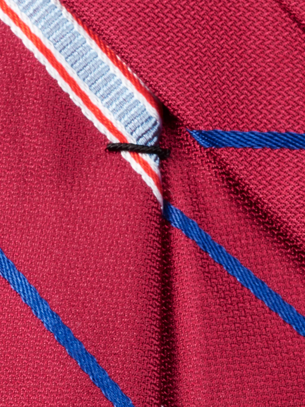 Stripe Woven Silk Tie - Red/blue - Image 4