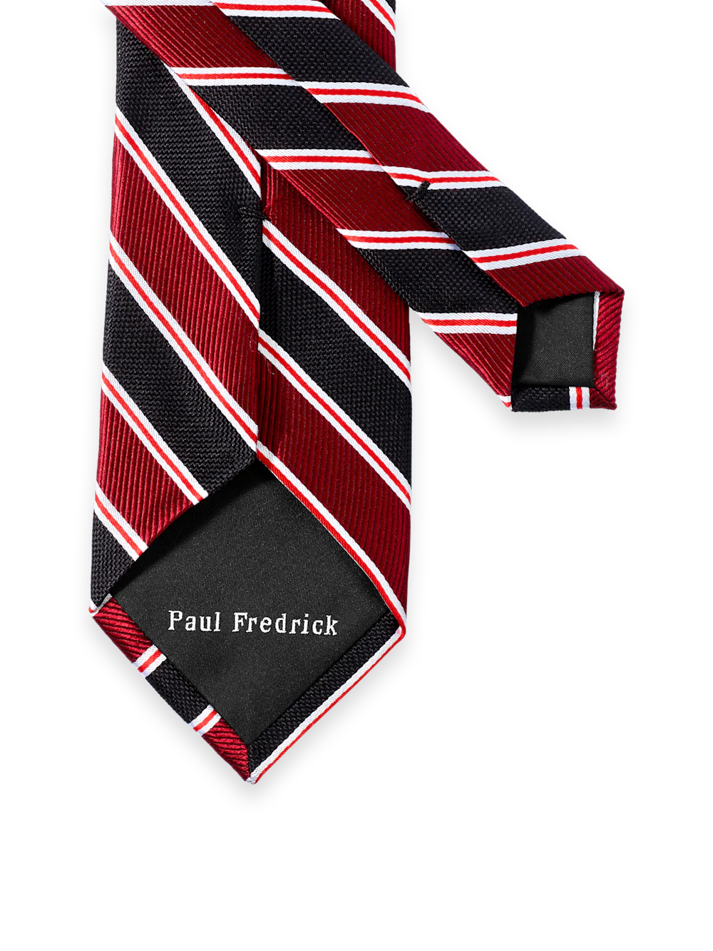 Stripe Woven Silk Tie - Red/black - Image 3
