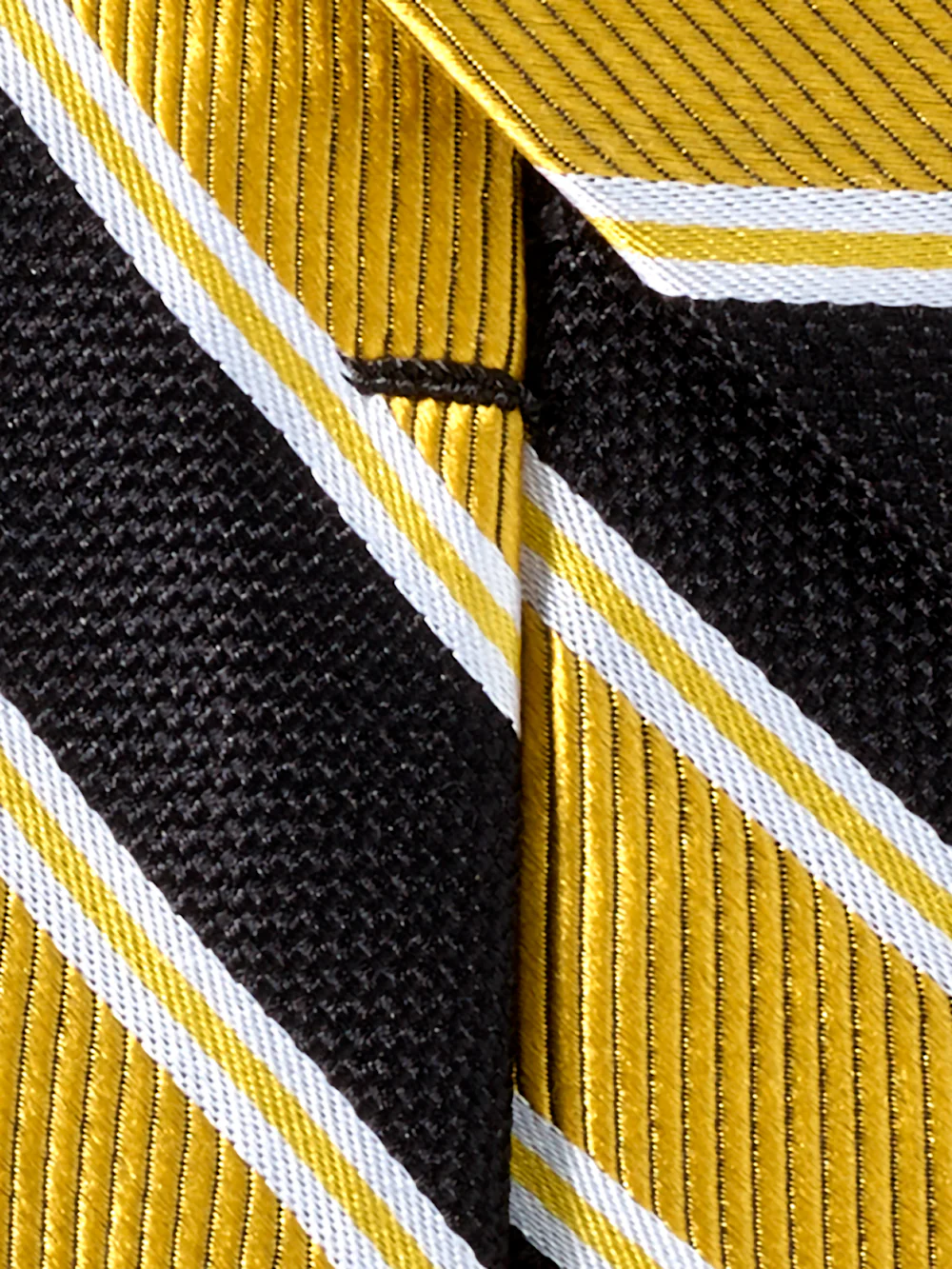 Stripe Woven Silk Tie - Yellow/black - Image 4