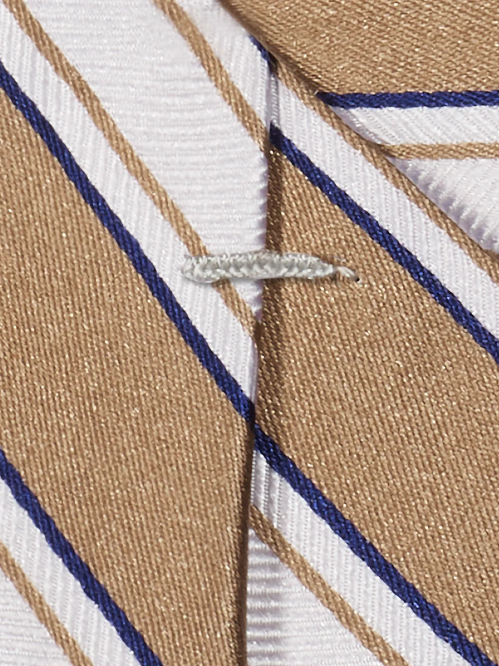 Stripe Woven Silk Tie - Gold/white - Image 3