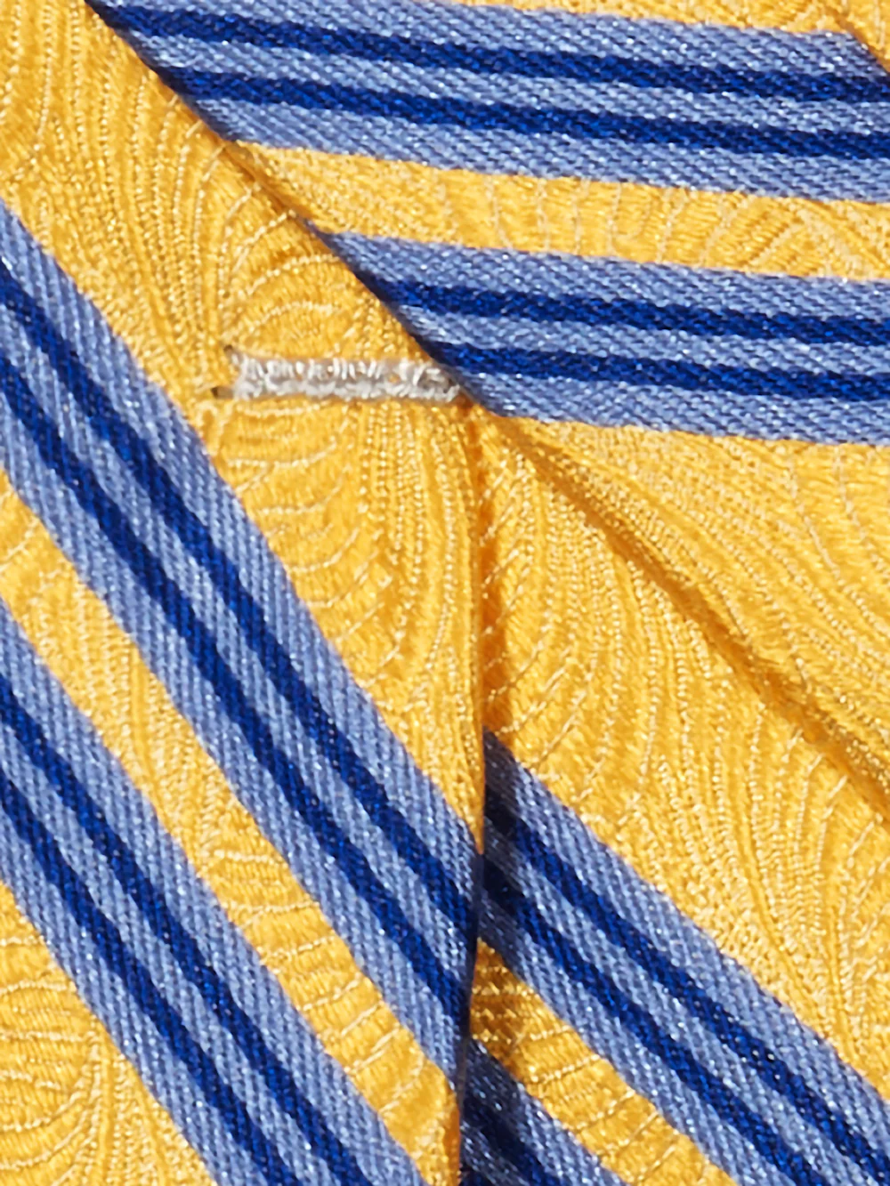 Stripe Woven Silk Tie - Yellow/blue - Image 3