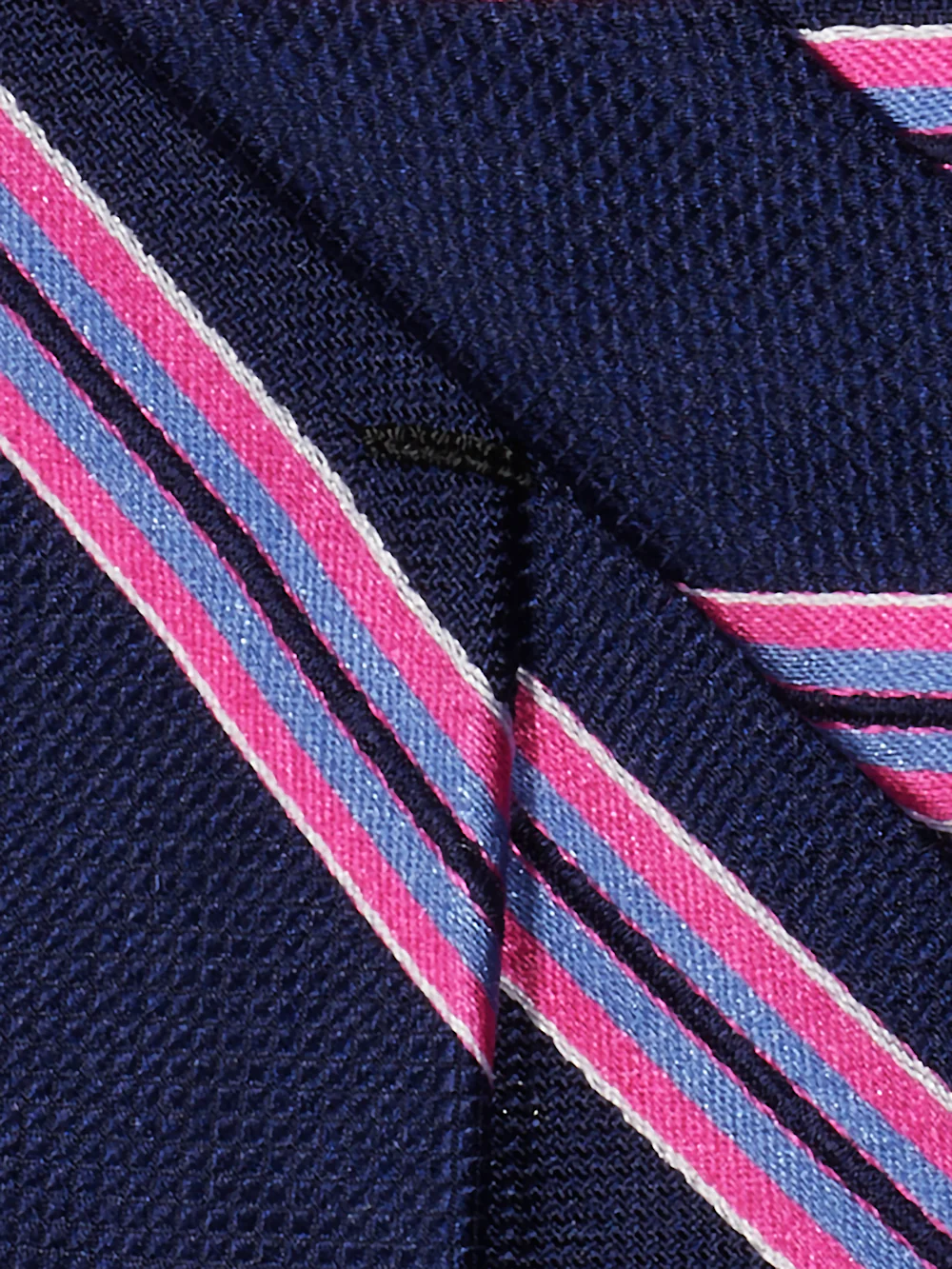 Stripe Woven Silk Tie - Navy Multi - Image 3