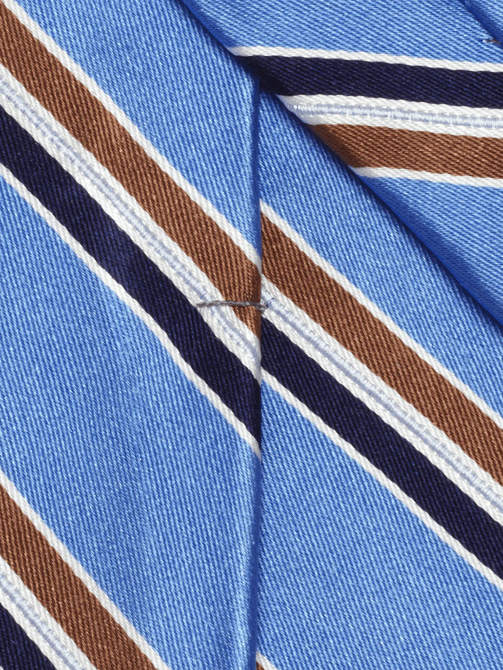Stripe Woven Silk Tie - Blue/brown - Image 4