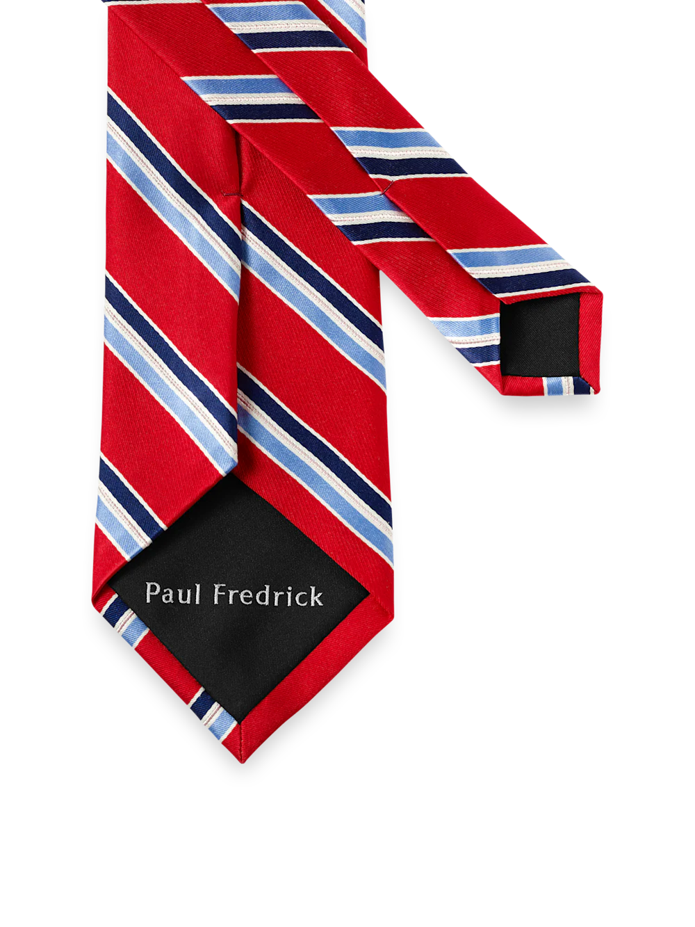 Stripe Woven Silk Tie - Red/blue - Image 3