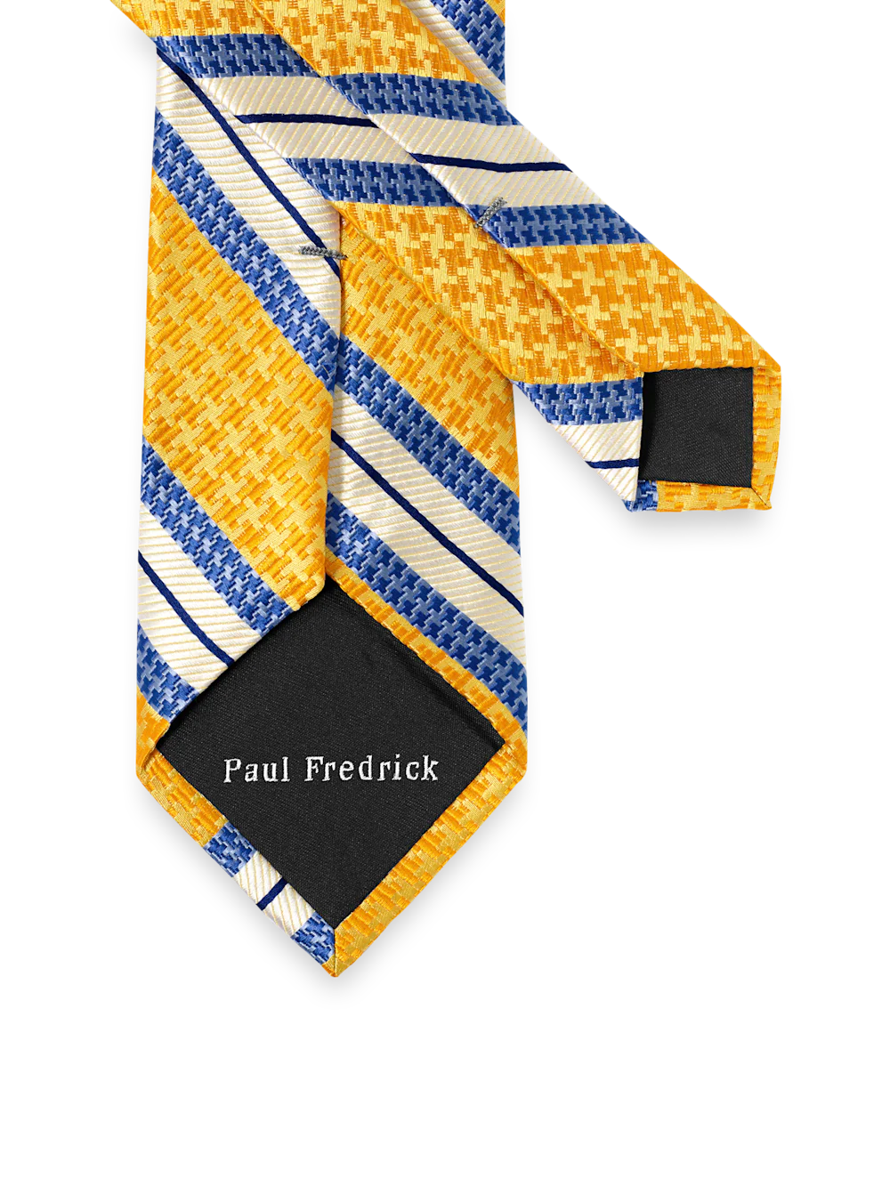 Stripe Woven Silk Tie - Yellow/blue - Image 3