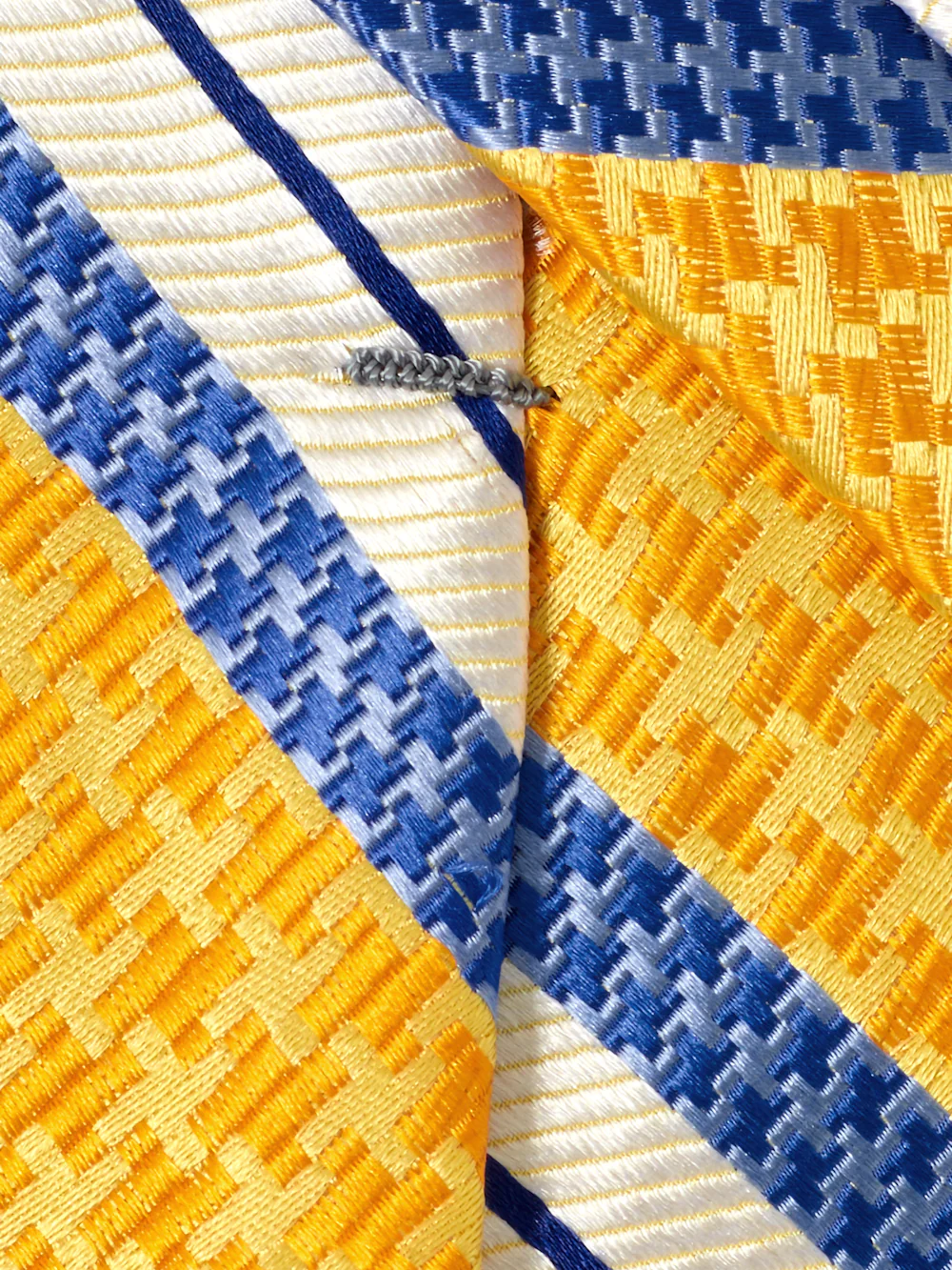 Stripe Woven Silk Tie - Yellow/blue - Image 4