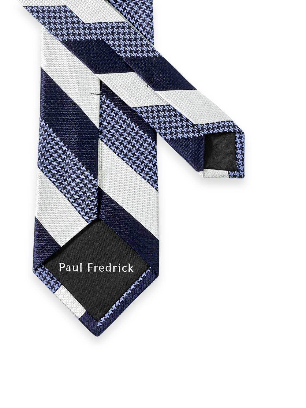 Stripe Woven Silk Tie - Navy/white - Image 3