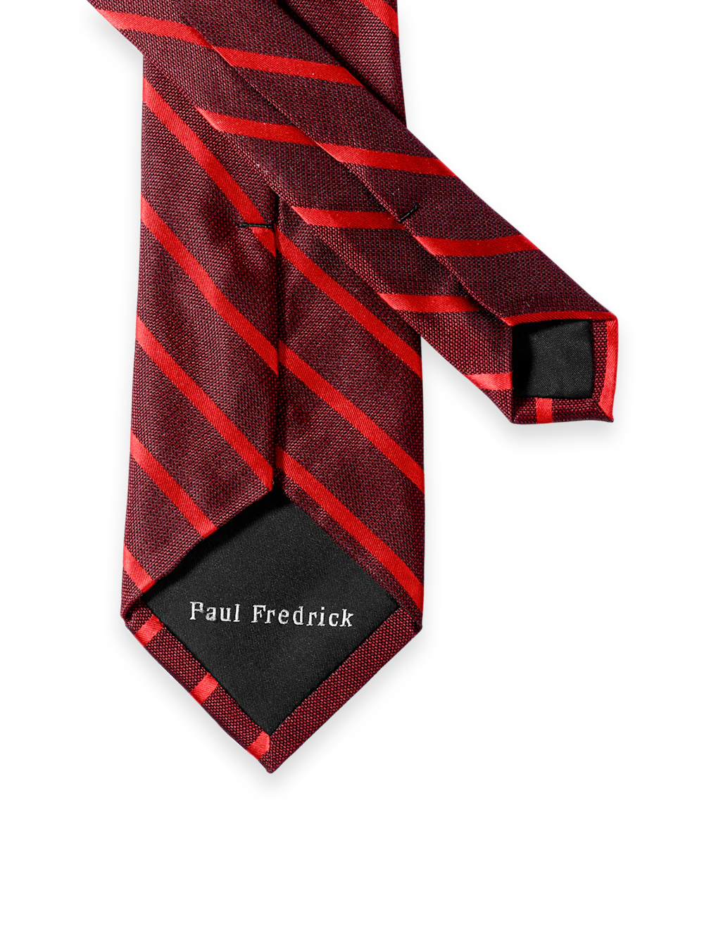 Stripe Woven Silk Tie - Red - Image 3