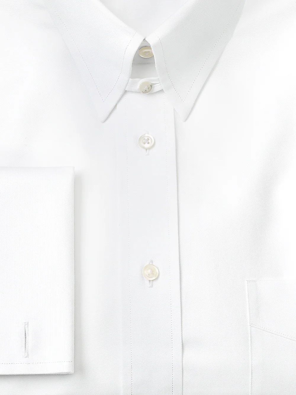 Superfine Egyptian Cotton Solid Color Button Tab Collar French Cuff Dress Shirt - White - Image 3