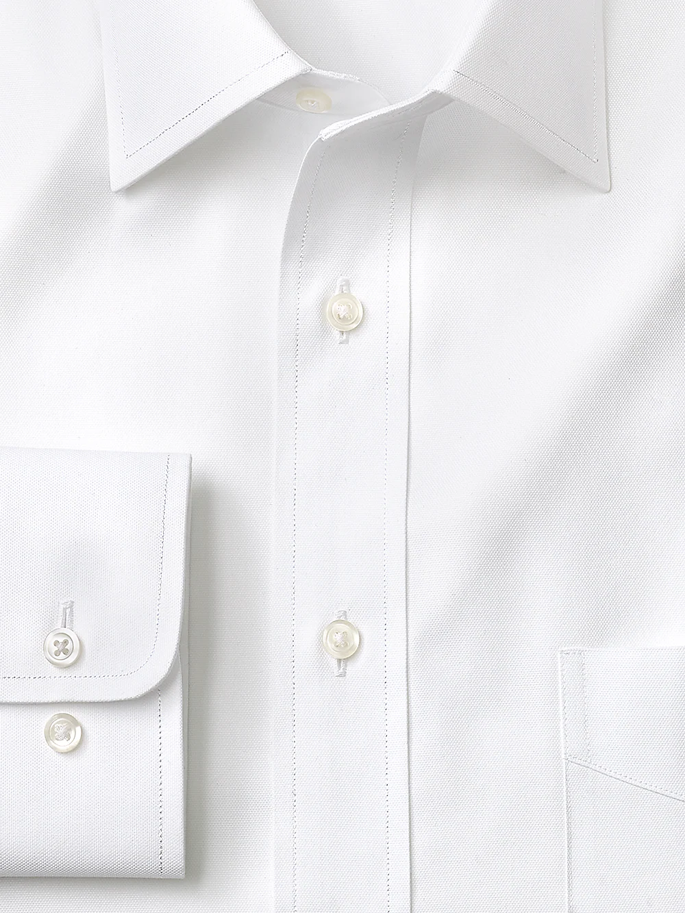 Superfine Egyptian Cotton Solid Color Spread Collar Dress Shirt - White - Image 2