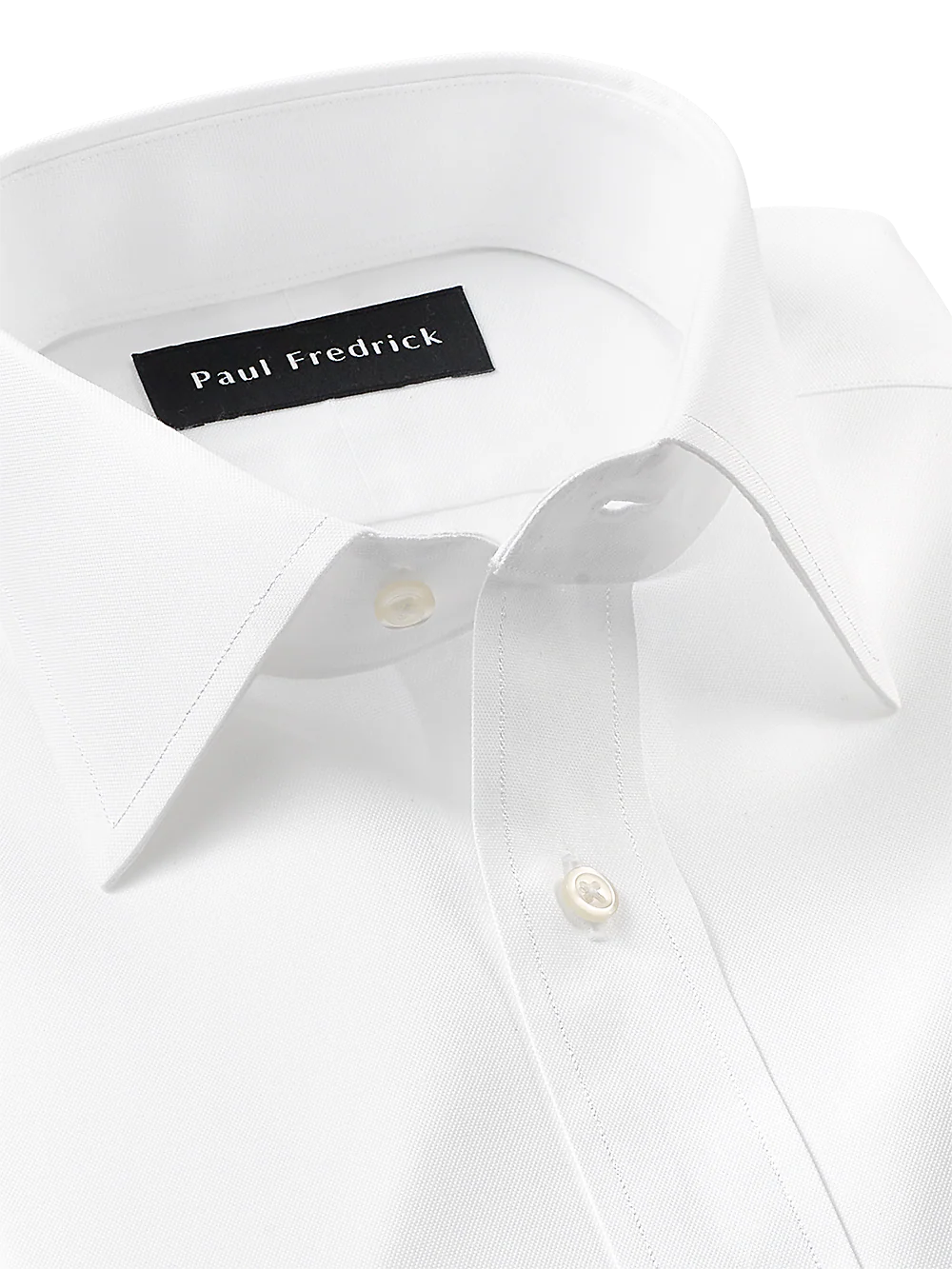 Superfine Egyptian Cotton Solid Color Spread Collar Dress Shirt - White - Image 3