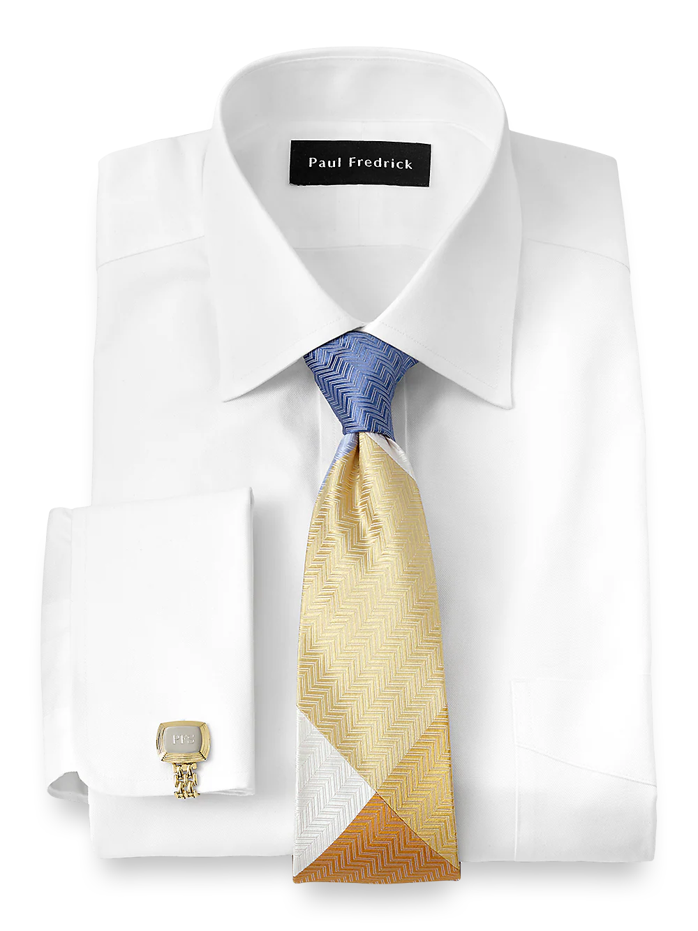 Superfine Egyptian Cotton Solid Color Spread Collar French Cuff Dress Shirt - White - Image 2