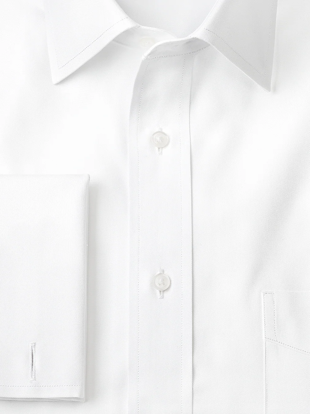 Superfine Egyptian Cotton Solid Color Spread Collar French Cuff Dress Shirt - White - Image 3