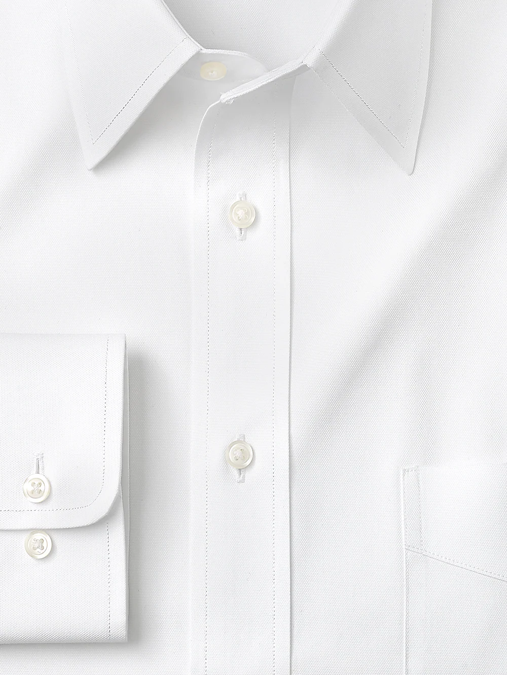 Superfine Egyptian Cotton Solid Color Straight Collar Dress Shirt - White - Image 2