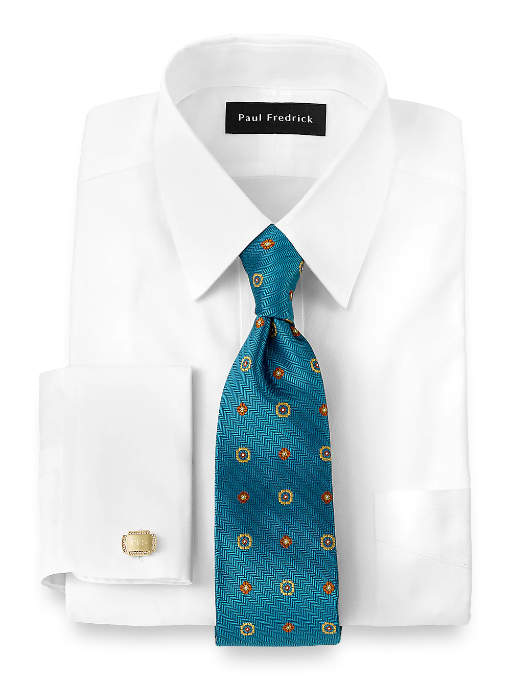 Superfine Egyptian Cotton Solid Color Straight Collar French Cuff Dress Shirt - White - Image 2